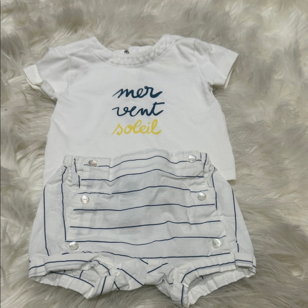 Jacadi White and Blue Kids Matching Set